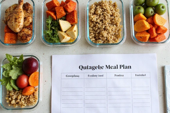Personalized meal plan or healthy food prep, organized and appealing